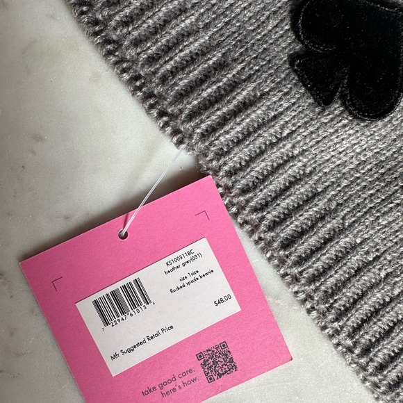 NWT Kate Spade Heather Grey Beanie Hat - Picture 4 of 7